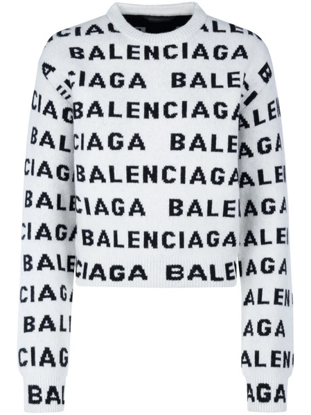  Balenciaga Pull à Logo En Intarsia - Blanc 