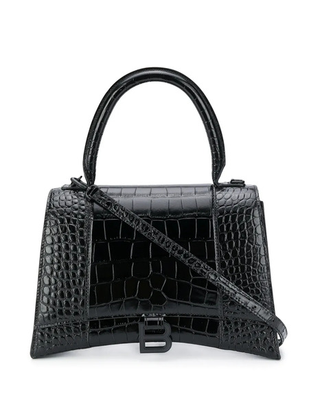  Balenciaga Sac à Main Hourglass à Effet Peau De Crocodile - Noir 