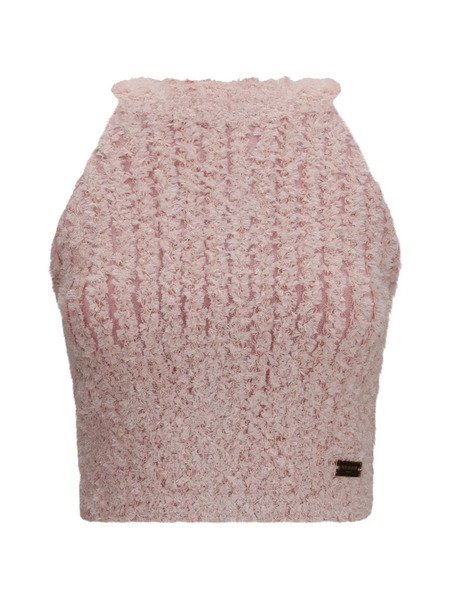  Balmain Haut Dos Nu En Tweed - Rose 