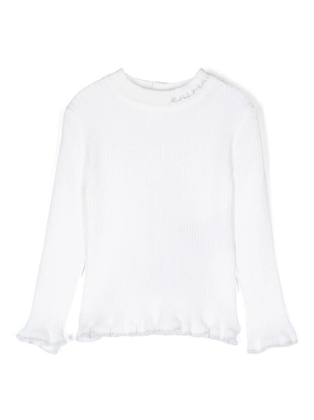  Balmain Kids Pull à Logo Brodé - Blanc 