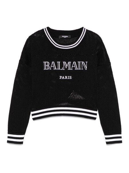  Balmain Kids Pull à Logo Brodé - Noir 