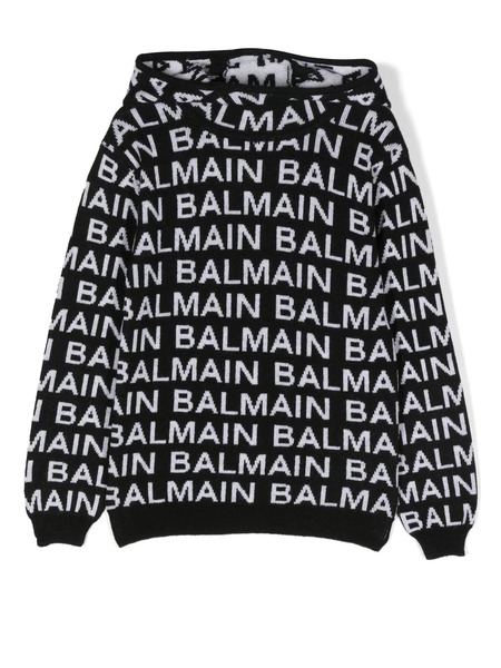  Balmain Kids Pull à Logo Intarsia - Noir 