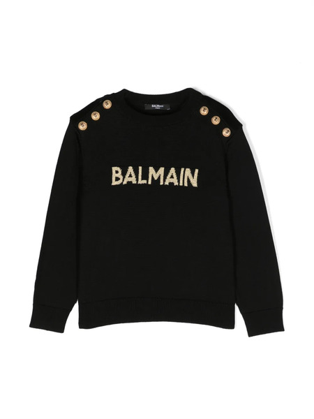  Balmain Kids Pull à Patch Logo - Noir 