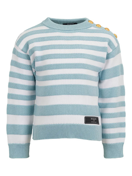  Balmain Kids Pull à Rayures - Bleu 