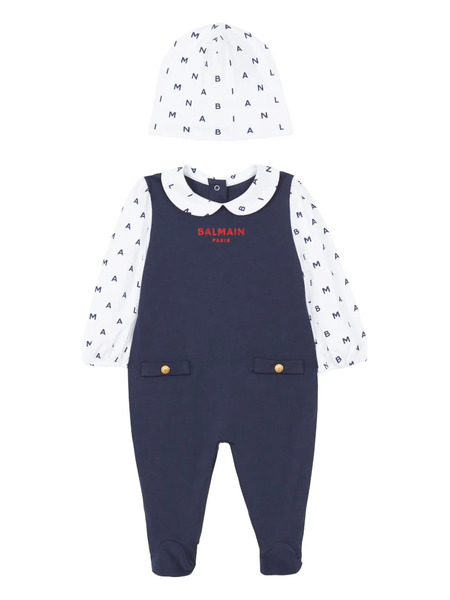  Balmain Kids Pyjama En Coton à Logo Imprimé - Bleu 