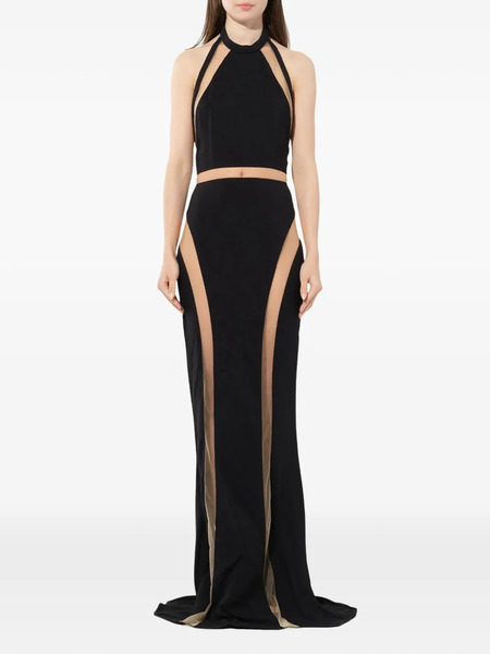  Balmain Robe Longue à Dos-nu - Noir 