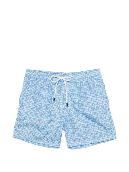  Barba Short De Bain à Imprimé Géométrique - Bleu 