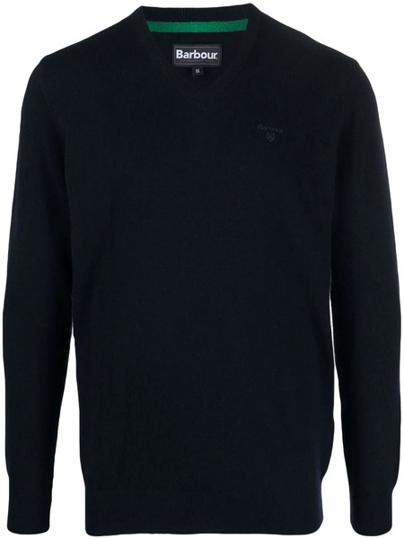  Barbour Pull En Laine Essential à Col V - Bleu 