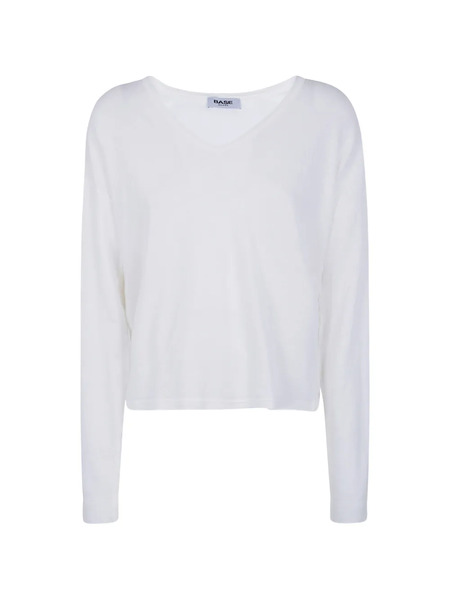  Base Pull En Maille à Col V - Blanc 