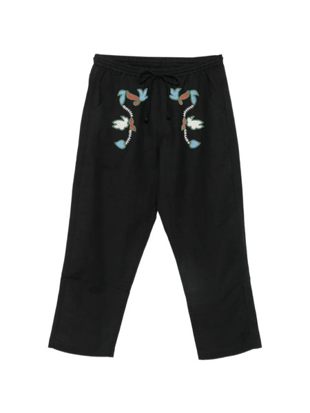  Baziszt Short à Broderie Oiseau Et Lien De Resserrage - Noir 