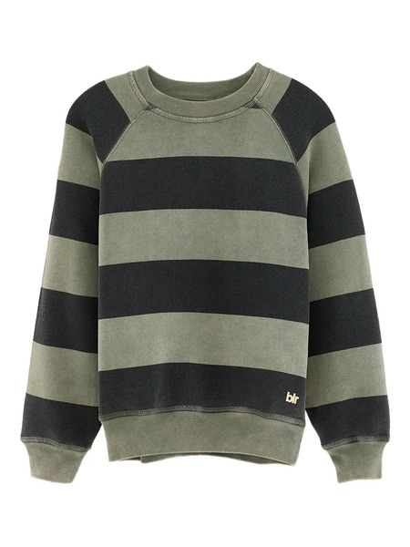  Bellerose Kids Sweat Rayé à Manches Raglan - Vert 