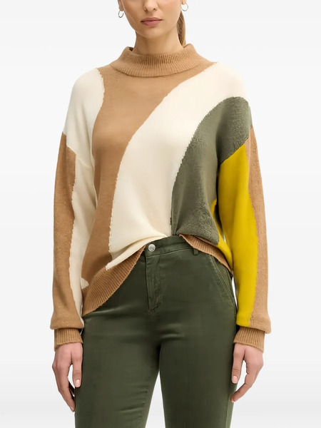  Benetton Pull Colour Block à Coupe Ample - Tons Neutres 