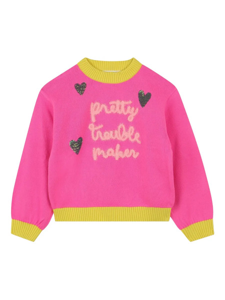  Billieblush Pull à Slogan Brodé - Rose 