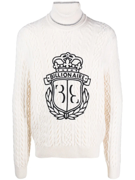  Billionaire Pull à Logo Brodé - Blanc 
