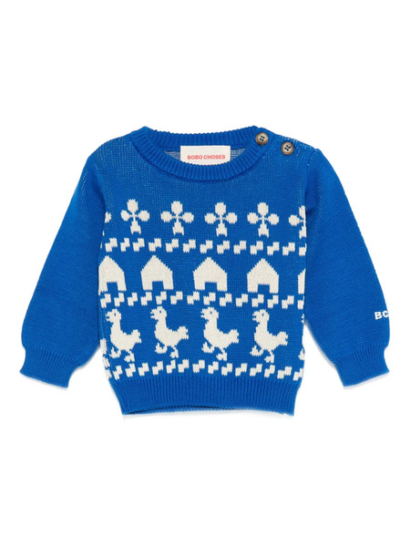  Bobo Choses Pull En Maille Intarsia - Bleu 