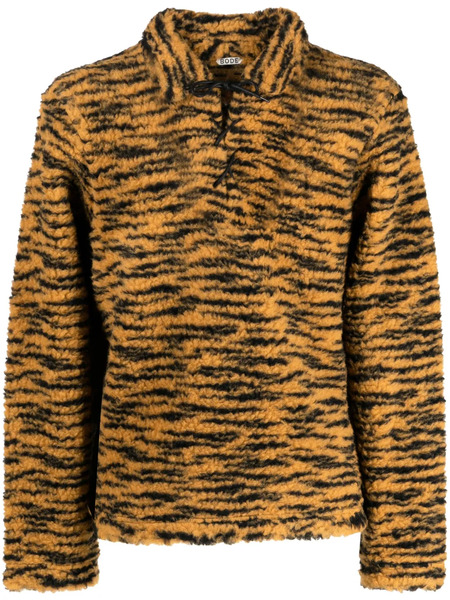  Bode Pull Lacé à Imprimé Tigre - Orange 
