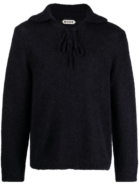  Bode Pull Nervuré à Détail De Laçage - Bleu 