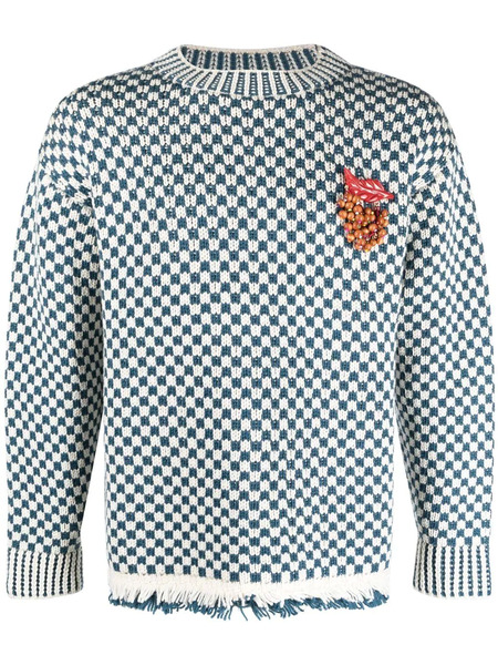  Bode Pull Talsi à Motif Damier - Bleu 