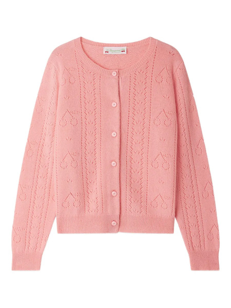  Bonpoint Cardigan En Maille Torsadée - Rose 