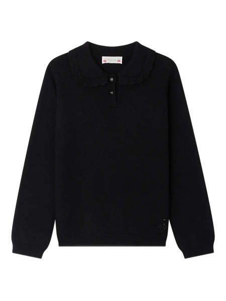  Bonpoint Pull à Col Volanté - Noir 