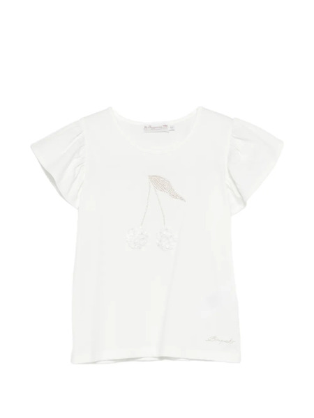  Bonpoint T-shirt Emila à Manches Volantées - Blanc 