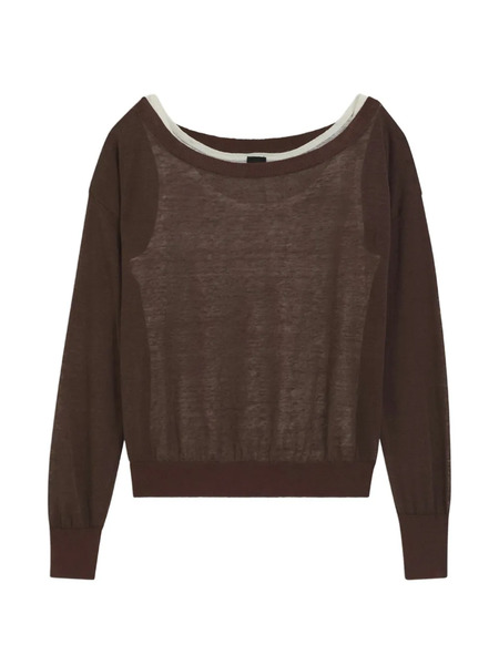  Boss Pull En Maille Fine à Effet Superposé - Marron 