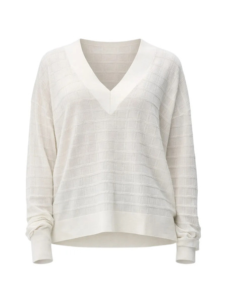  Boss Pull En Maille Texturée à Col V - Blanc 