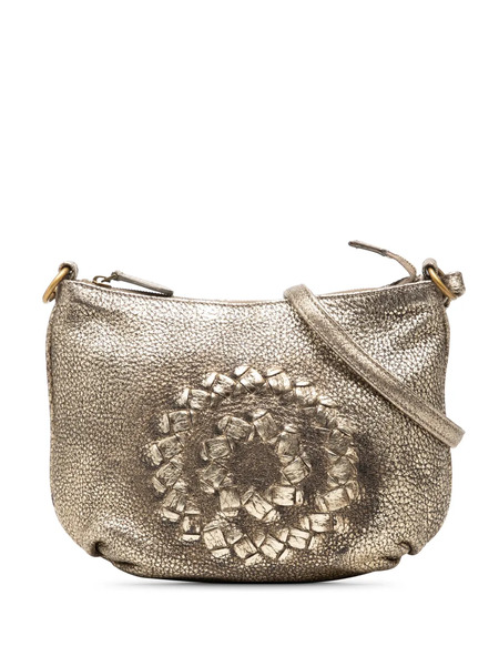  Bottega Veneta Pre-owned 2007 Metallic Intrecciato Trimmed Cervo Deerskin Illusion Shoulder Bag - Or 