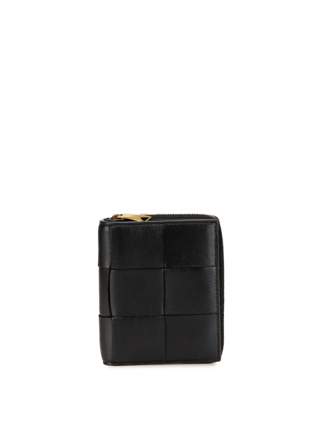  Bottega Veneta Pre-owned Petit Portefeuille Cassette Bifold Zip Wallet En Peau D'agneau Maxi Intreccio (2012-2024) - Noir 