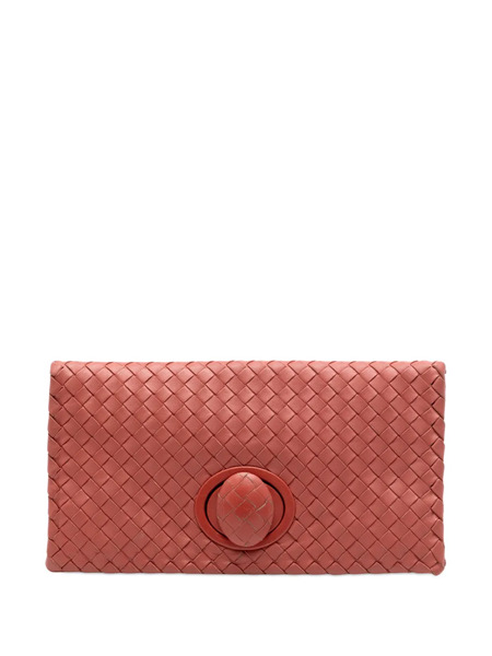  Bottega Veneta Pre-owned Pochette En Cuir Nappa Intrecciato à Fermoir Tourniquet (2012-2026) - Rouge 
