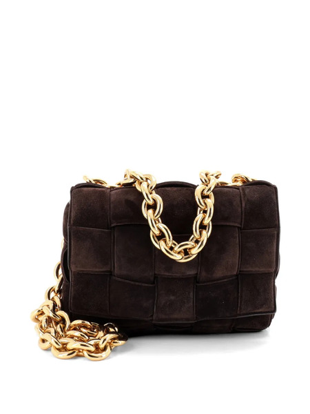  Bottega Veneta Pre-owned Sac à Bandoulière Cassette En Daim Matelassé Maxi Intrecciato Avec Chaîne - Marron 