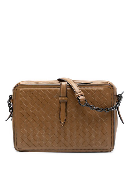  Bottega Veneta Pre-owned Sacoche Portée épaule à Rabat Et Bride De Fermeture En Cuir Nappa Intrecciato (2012-2026) - Marron 