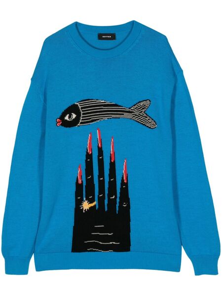  Botter Pull à Motif Powerful Hand En Intarsia - Bleu 