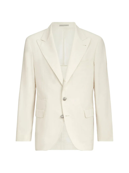  Brunello Cucinelli Blazer étroit En Coton Côtelé Corduroy De Sea Island Avec De Grands Revers De Crête Et Des Boutons En Métal - Tons Neutres 