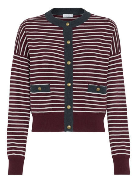  Brunello Cucinelli Cardigan à Rayures - Rouge 