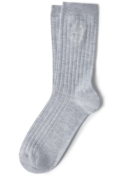  Brunello Cucinelli Chaussettes à Logo Intarsia - Gris 