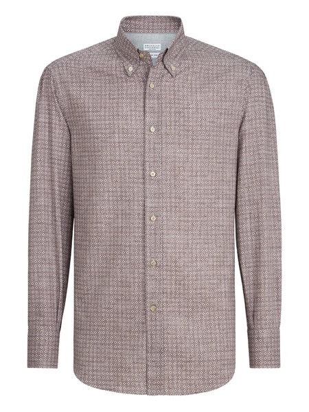  Brunello Cucinelli Chemise En Sergé à Fleurs - Marron 
