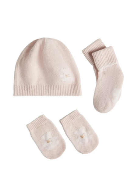  Brunello Cucinelli Kids Ensemble Bonnet, Gants Et Chaussettes Baby Bernie En Cachemire Tricoté - Rose 