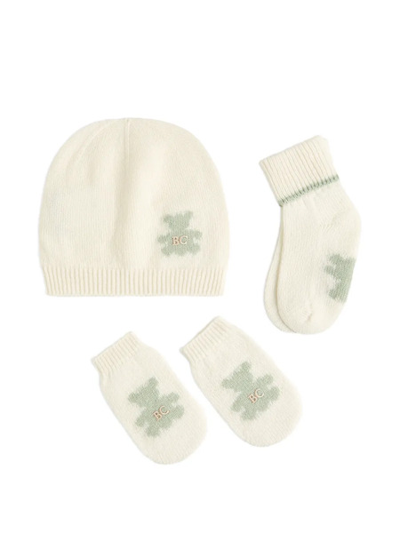  Brunello Cucinelli Kids Ensemble Bonnet, Gants Et Chaussettes Baby Bernie En Cachemire Tricoté - Tons Neutres 