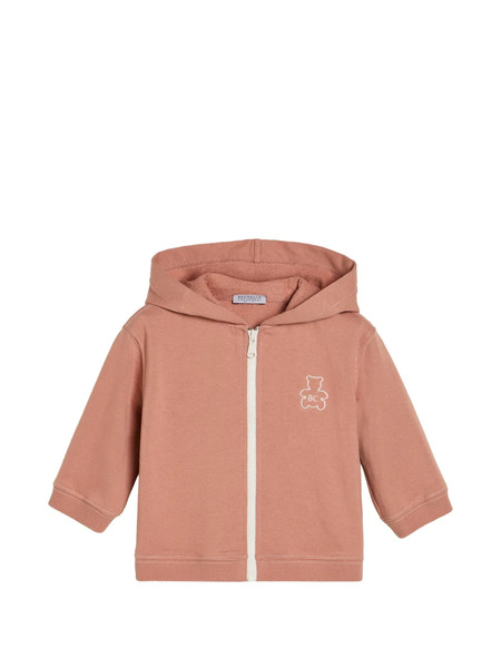  Brunello Cucinelli Kids Sweat à Capuche Baby Bernie En Molleton De Coton à Fermeture Zippée - Orange 