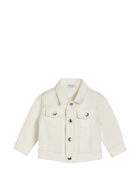  Brunello Cucinelli Kids Veste Baby Bernie Teinte En Pièce à Quatre Poches En Coton Et Lin - Tons Neutres 
