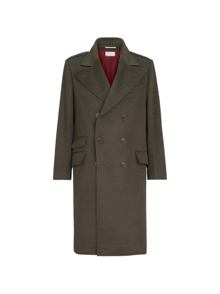  Brunello Cucinelli Manteau Léger En Tissu De Laine Vierge à Une Poitrine Et Demie Avec Revers De Pointe - Vert 