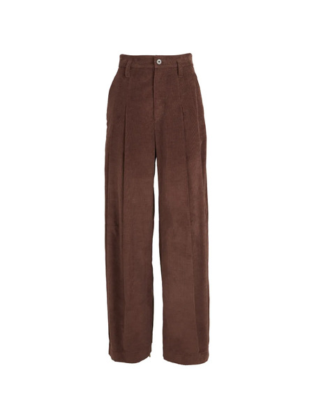  Brunello Cucinelli Pantalon Baggy Cinq Poches En Coton Stretch Et Cachemire Velours Côtelé Avec Monili - Marron 