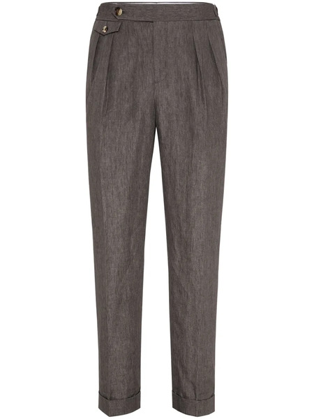  Brunello Cucinelli Pantalon De Costume En Lin - Gris 