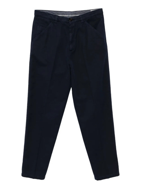  Brunello Cucinelli Pantalon Palazzo En Coton à Plis Creux - Bleu 