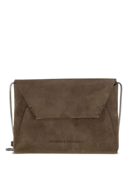  Brunello Cucinelli Pochette Bc Duo En Daim - Marron 