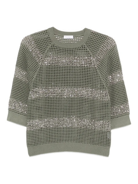  Brunello Cucinelli Pull à Sequins - Vert 