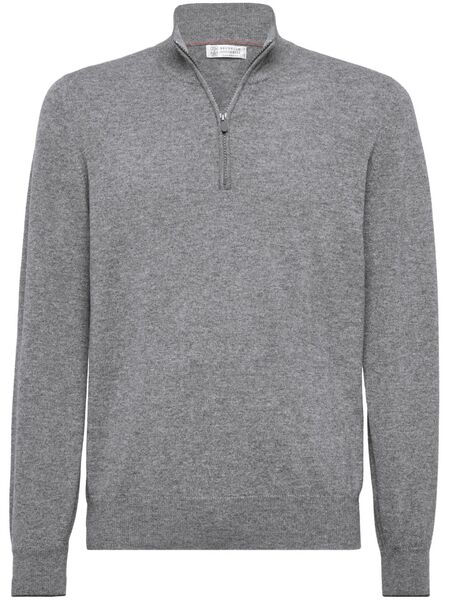  Brunello Cucinelli Pull Zippé - Gris 