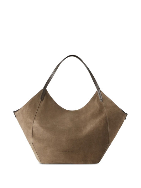  Brunello Cucinelli Sac De Shopping Bc Duo En Alpaga Waterproof Et Laine Prince De Galles Avec Monili - Marron 