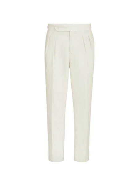  Brunello Cucinelli Sea Island Cotton Narrow-wale Corduroy Tuxedo Trousers With Double Pleats And Tabbed Waistband - Tons Neutres 